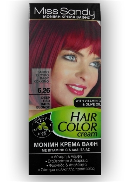 Εικόνα από Miss Sandy Hair Color Cream 6/26 Ξανθό Σκούρο Βαθύ Κόκκινο 60ml