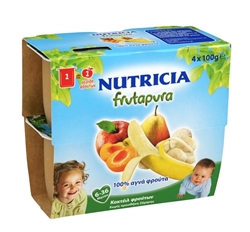 Εικόνα της Nutricia Frutapura Έτοιμη Φρουτόκρεμα Κοκτέιλ 5 Φρούτα 4Χ100gr