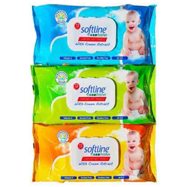 Εικόνα από Softline Μωρομάντηλα Comfort With Cream Με Καπάκι 72Τεμ