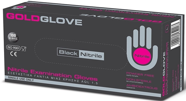 Εικόνα από Goldglove Εξεταστικά Γάντια Μιας Χρήσης από Ελαστικό Νιτριλίου Χωρίς Πούδρα Large 100Tεμ(Μαύρο)