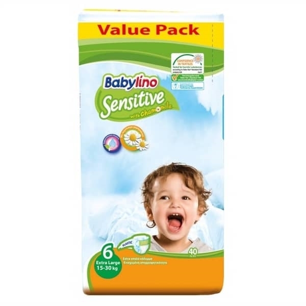 Εικόνα από Babylino Πάνες με Αυτοκόλλητο Sensitive With Chamomile No6 για 15-30kg 40τμχ