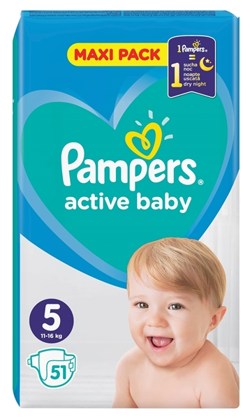 Εικόνα από Pampers active baby No5 (11-16kg) συσκ.51 τεμαχίων maxi