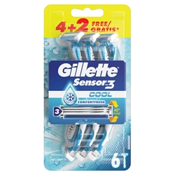 Εικόνα της Gillette Ξυραφάκια μιας Xρήσης Sensor3 Cool 4 Tεμαχίων+2 Tεμάχια Δώρο