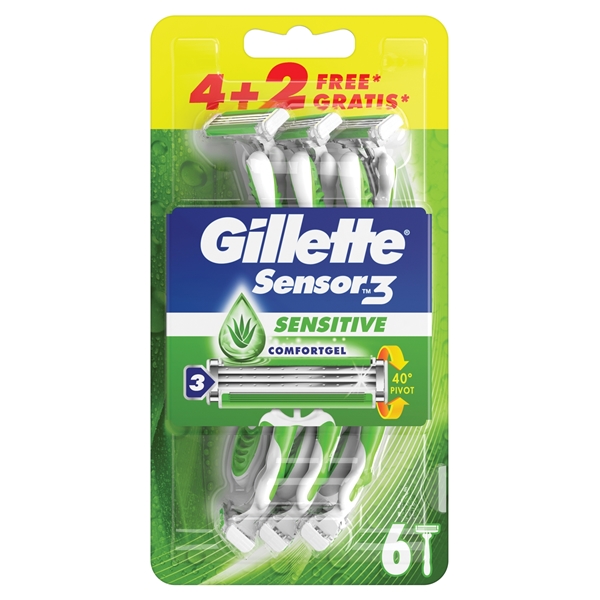 Εικόνα από Gillette Ξυραφάκια μιας Xρήσης Sensor3 Sensitive 4 Τεμαχίων+2 Τεμάχια Δώρο