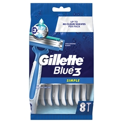 Εικόνα της Gillette Ξυραφάκια μιας Xρήσης Blue Simple 3 Βlister 8 Τεμαχίων