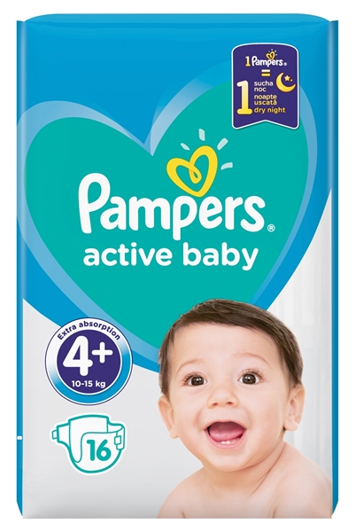 Εικόνα από Pampers active baby dry Νο4+ (9-16kg) συσκ.16 τεμαχίων cp