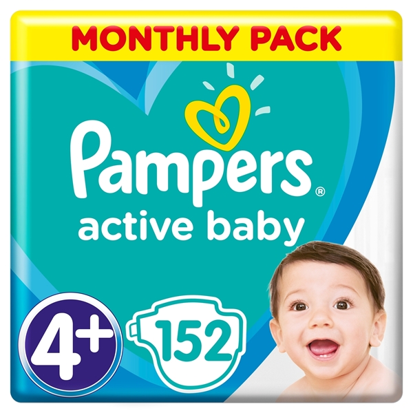 Εικόνα από Pampers active baby dry No4+ (9-16kg) συσκ.152τεμ msb