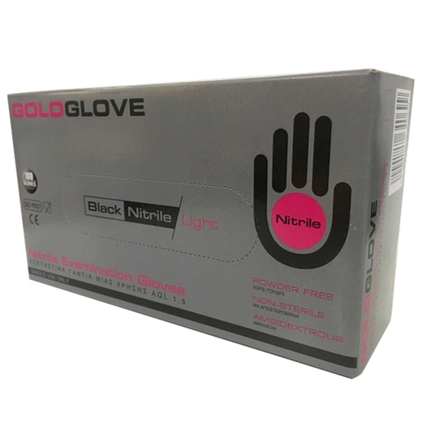 Εικόνα από Goldglove Εξεταστικά Γάντια Μιας Χρήσης Από Ελαστικό Νιτριλίου Χωρίς Πούδρα Extra Large Light 100Tεμ (Μαύρο)