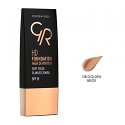 Εικόνα της Golden Rose HD Foundation Flawless Finish Spf15 115 Golden Beige 30ml
