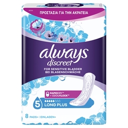 Εικόνα της Always Discreet Pads Long Plus 8 Tεμαχίων