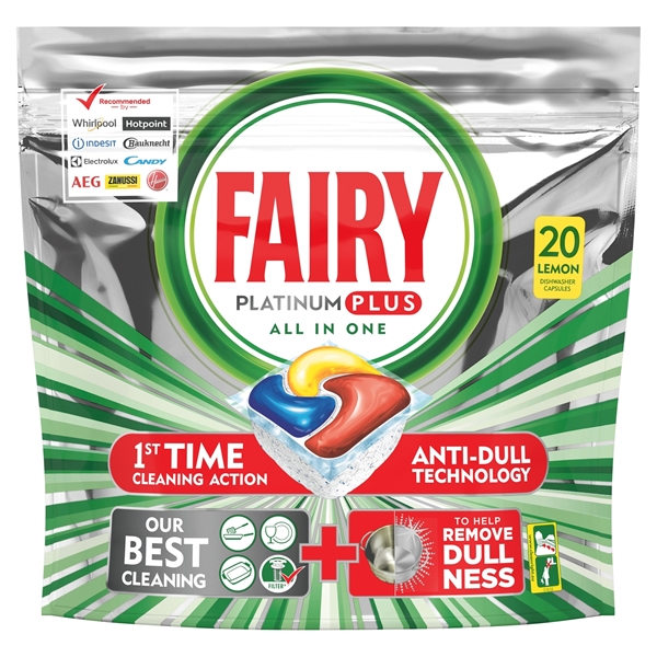 Εικόνα από Fairy caps platinum plus πλυντηρίου πιάτων λεμόνι 20 τεμαχίων