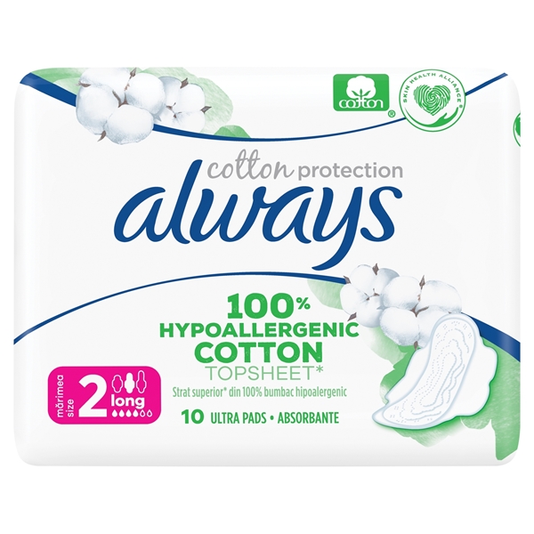 Εικόνα από Always Hypoallerenic Cotton Ultra Long Σερβιέτες με Φτερά Μέγεθος 2 10τμχ