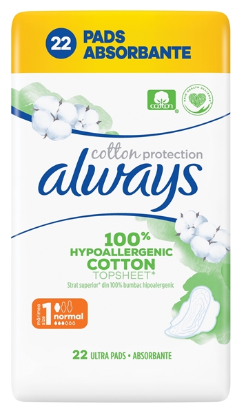 Εικόνα από Always Cotton Protection Ultra Normal Σερβιέτες με Φτερά 22τμχ