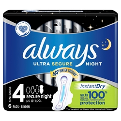 Εικόνα της Always Σερβιέτα Ultra Night Secure Instant dry 6 Τεμαχίων