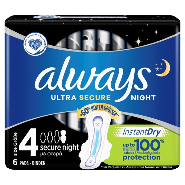 Εικόνα από Always Σερβιέτα Ultra Night Secure Instant dry 6 Τεμαχίων