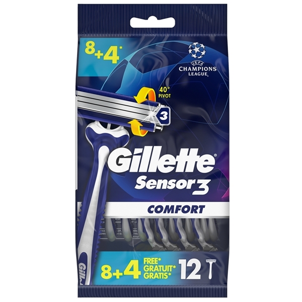 Εικόνα από Gillette ξυραφάκια μιας χρήσης sensor3 8 τεμαχίων+4 τεμάχια δώρο