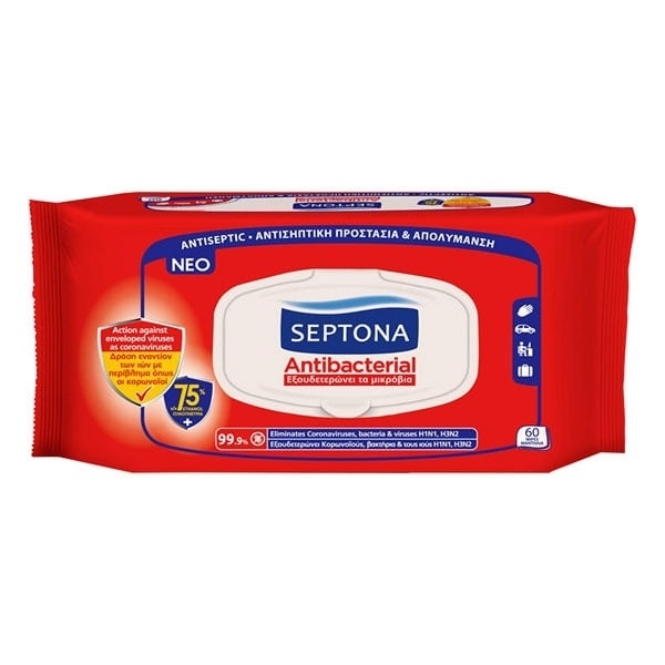 Εικόνα από Septona Antibacterial Υγρά Μαντηλάκια 75% 60τμχ