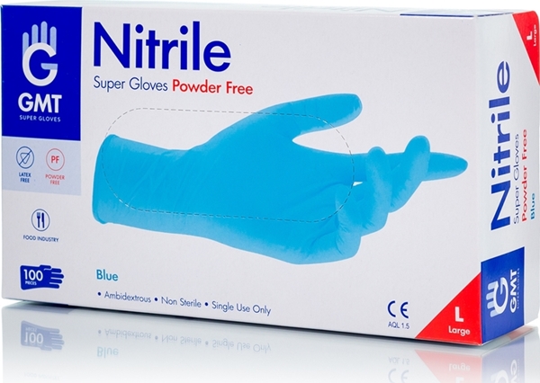 Εικόνα από GMT Super Gloves Nitrile Powder Free Μπλε 100τμχ