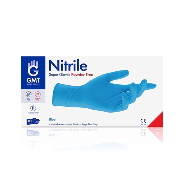 Εικόνα από GMT Super Gloves Nitrile Powder Free Μπλε 100τμχ EXTRA LARGE