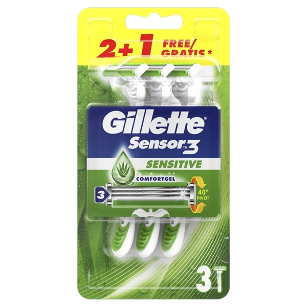 Εικόνα από Gillette Sensor3 Sensitive Ξυραφάκια μιας Χρήσης 2+1 Δώρο