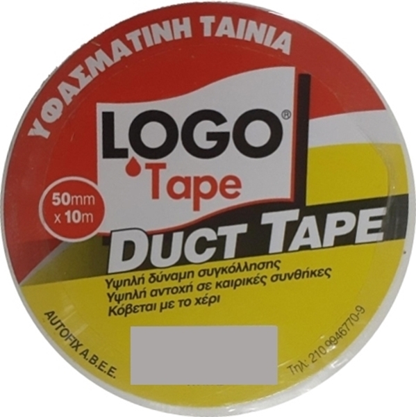 Εικόνα από Logo Υφασμάτινη Ταινία Duct Tape Λευκό 50mm x 10m