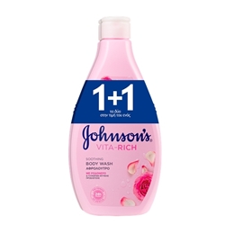 Εικόνα της Johnson's Αφρόλουτρο Vita-Rich Rose Water (Ροδόνερο) 400ml+400ml Δώρο