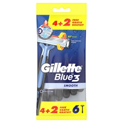 Εικόνα της Gillette Blue 3 Smooth Ξυραφάκια Μιας Χρήσης 4 Τεμαχίων+2 Τεμάχια Δώρο
