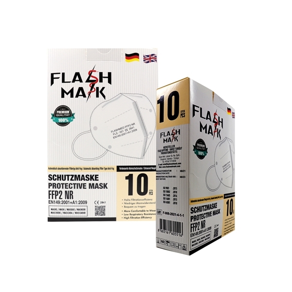 Εικόνα από Flash Mask Μάσκα Προστασίας FFP2 σε Λευκό Xρώμα 10Τμχ