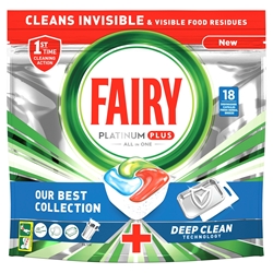 Εικόνα της Fairy Caps Platinum Πλυντηρίου Πιάτων Plus Deep Clean 18 Tεμαχίων