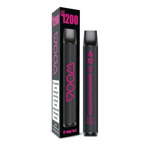 Εικόνα από Voom Disposable Vape 12 Peach&Strawberry Ice Ηλεκτρονικό Τσιγάρο μίας Χρήσης 4ml Χωρίς Νικοτίνη 1200 Puffs