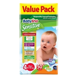 Εικόνα της Babylino Πάνες με Αυτοκόλλητο Sensitive With Chamomile No4 για 8-13kg 50τμχ