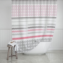 Εικόνα της Estia Κουρτίνα Μπάνιου 180x200 Stripes Ροζ Polyester