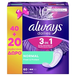 Εικόνα της Always Σερβιετάκια Fresh & Protect Νormal 40+20 τεμ. Δώρο