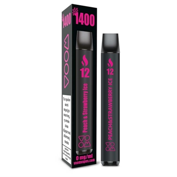 Εικόνα από Voom Disposable Vape 12 Peach&Strawberry Ice Ηλεκτρονικό Τσιγάρο μίας Χρήσης 4ml Χωρίς Νικοτίνη 1400 Puffs