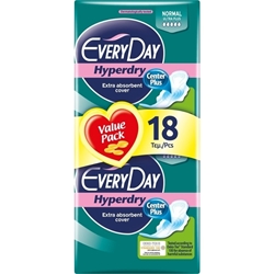 Εικόνα της Every Day Hyperdry Normal Ultra Plus Σερβιέτες με Φτερά σε Διπλή Συσκευασία 2x9τμχ