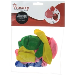 Εικόνα της Viosarp Μπαλόνια Απλά Χρωματιστά 10 Τεμαχίων