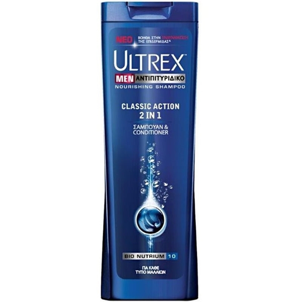 Εικόνα από Ultrex Men Classic Action 2 σε 1 Αντιπιτυριδικό Σαμπουάν & Conditioner για Κάθε Τύπο Μαλλιών 360ml