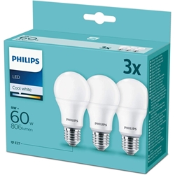 Εικόνα της Philips Λάμπες LED A60 Φυσικό Λευκό 806lm 3τμχ E27/9W/220-240V 2700K 105χ60mm