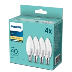 Εικόνα της Philips Λάμπες LED Κερί B35 Θερμό Λευκό 470lm 4τμχ  E14/5,5W/220-240V2700K 106x35mm
