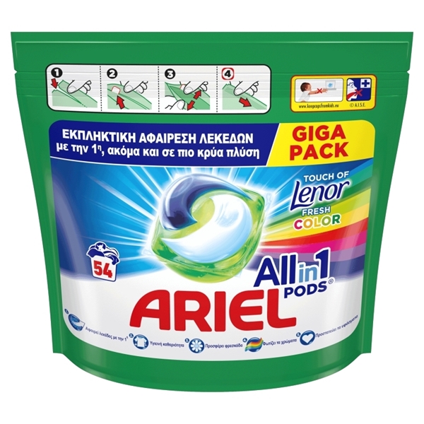 Εικόνα από Ariel Pods All in 1Touch of Lenor Color 54 τεμαχίων