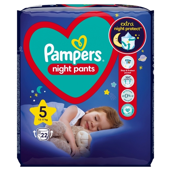 Εικόνα από Pampers Night Pants (Πάνα Βρακάκι) No5 (12-22kg) Συσκ.22 Tεμαχίων VP