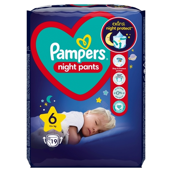 Εικόνα από Pampers Night Pants (Πάνα Βρακάκι) No6 (15+kg) Συσκ.19 Tεμαχίων VP