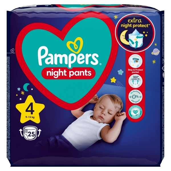 Εικόνα από Pampers Night Pants (Πάνα Βρακάκι) No4 (9-15kg) Συσκ.25 Tεμαχίων VP