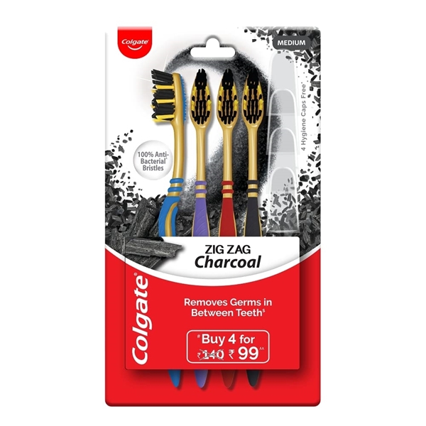 Εικόνα από Colgate Οδοντόβουρτσα ZigZag Charcoal Medium 4 ΤΜΧ