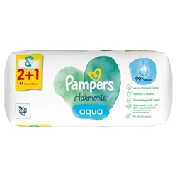 Εικόνα της Pampers Harmonie Aqua Μωρομάντηλα με 99% Νερό, χωρίς Οινόπνευμα & Άρωμα 3x48τμχ