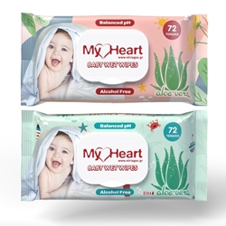 Εικόνα της My Heart Μωρομάντηλα με Aloe Vera Με Καπάκι 72τμχ