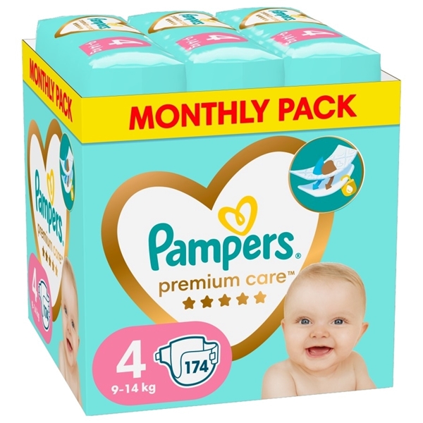 Εικόνα από Pampers Premium Care Νο4 (9-14kg) Συσκ.174 Tεμαχίων MSB