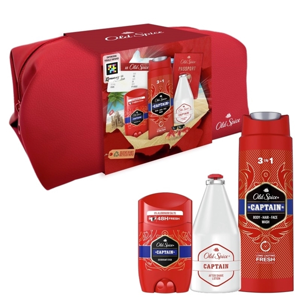 Εικόνα από Old Spice Set Captain Set Captain After Shave Lotion 100ml & Deodorant Stick 50ml & Shower Gel 250ml & Δώρο Νεσεσέρ