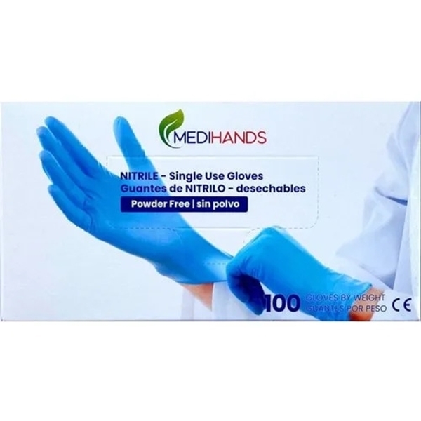 Εικόνα από Medihands Nitrile Extra-Large Powder Free Μπλε 100τμχ