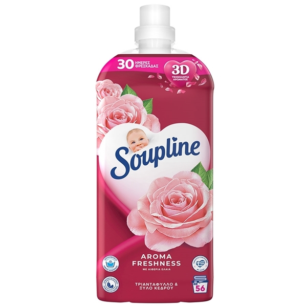 Εικόνα από Soupline Συμπυκνωμένο Μαλακτικό Ρούχων Aroma Freshness  Τριαντάφυλλο & Ξύλο Κέδρου 56 Μεζούρες 1.25L